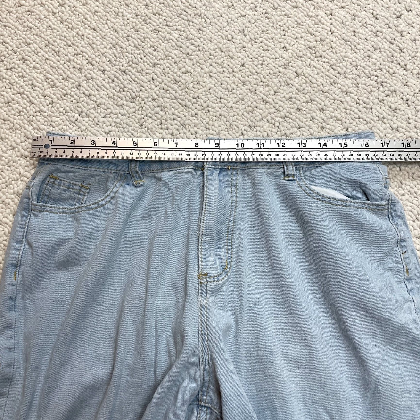 Shein Shein Jeans Womens XL Blue Denim Light Wash Straight Leg High Rise Mom 33x25 Size 40" / US 18 - 6 Thumbnail
