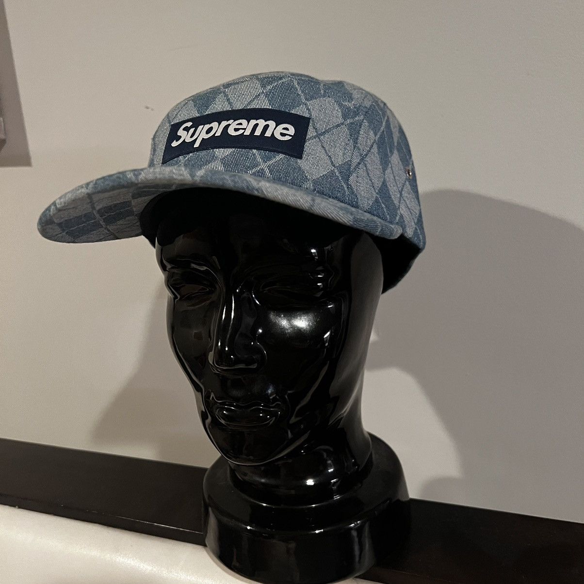Supreme Supreme Denim Argyle Camp Cap Size ONE SIZE - 25 Thumbnail