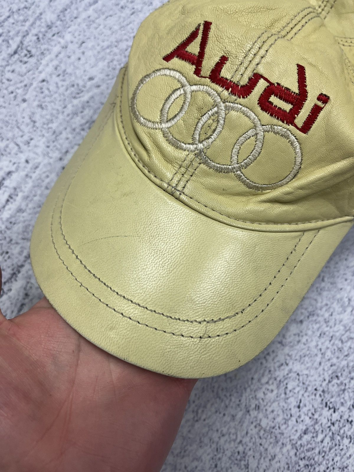 Vintage Vintage Audi Big Logo Leather Racing Cap Hat Moto 90’s Rare Size ONE SIZE - 10 Thumbnail