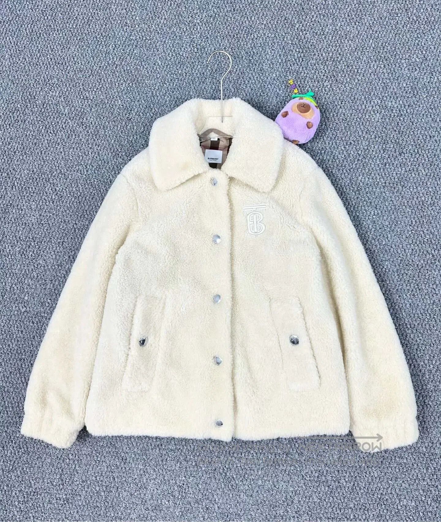 Burberry Burberry White Embroidered Logo Teddy Fleece Jacket| Size XXS / US 00 / IT 34 - 1 Thumbnail