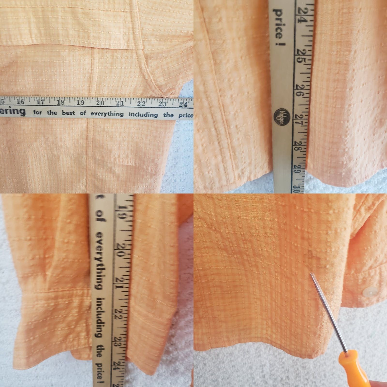 ExOfficio Exofficio Shirt Men M Orange Seersucker Long Sleeve Poly Rayon Fishing Vented Size US M / EU 48-50 / 2 - 10 Thumbnail