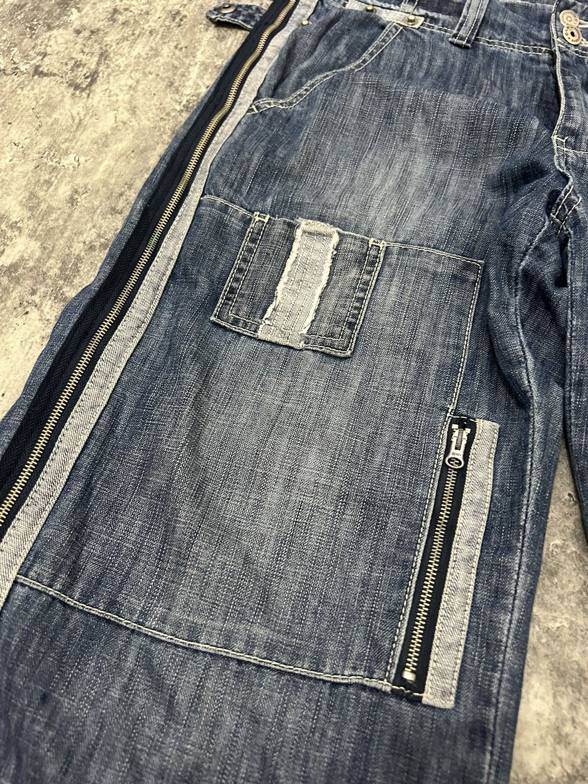 JNCO × Japanese Brand EXR baggy Full Zip jorts Denim Pants Size US 33 - 4 Thumbnail