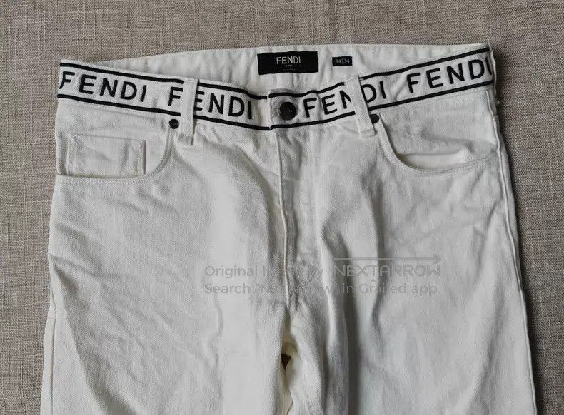Fendi Fendi White casual denim jeans with letter embroidery on w Size US 34 / EU 50 - 2 Thumbnail