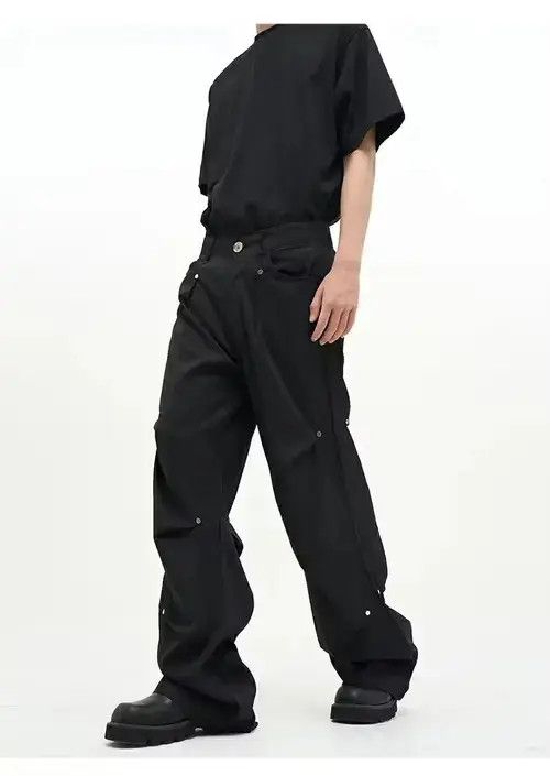Designer cargo baggy flared pleated pants Size US 32 / EU 48 - 1 Thumbnail