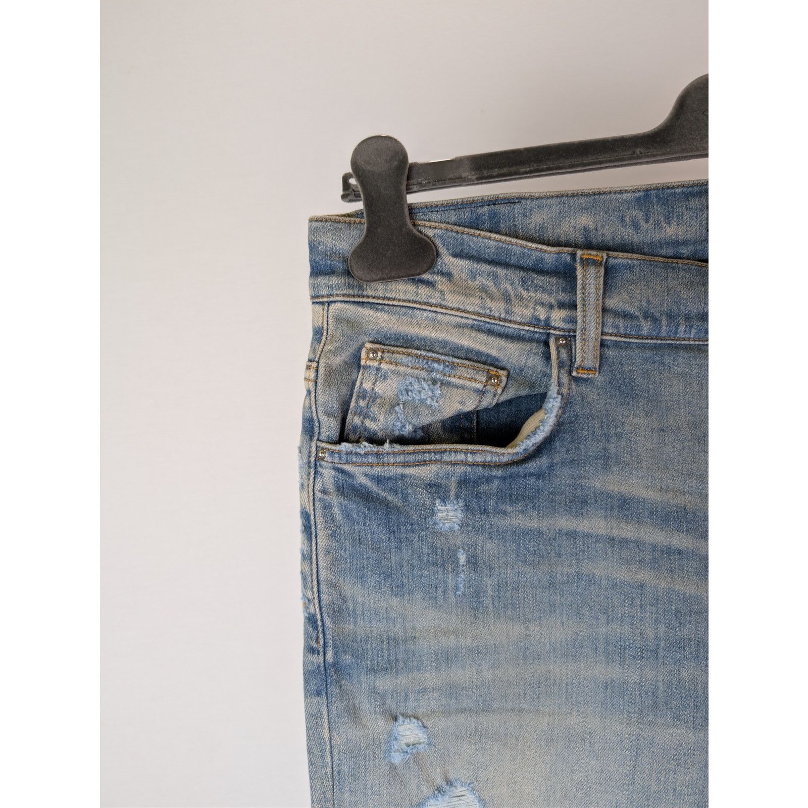 Amiri o1rshd1 Old English Logo Jean Denim Jeans Clay Indigo Size US 34 / EU 50 - 6 Thumbnail
