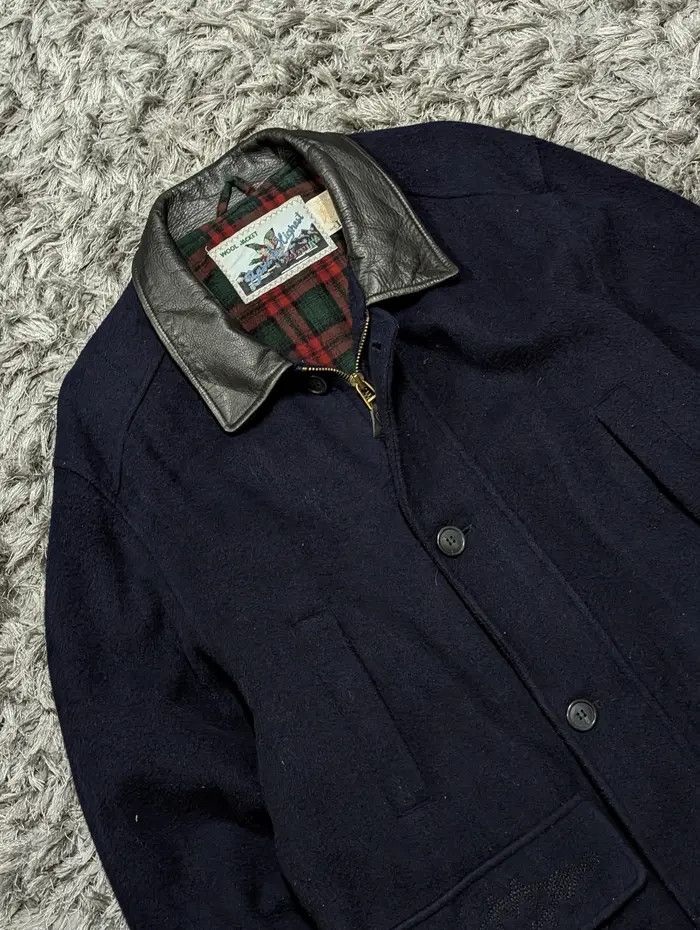 Genuine Leather × Japanese Brand Vintage Machope Wool Jacket Leather Collar Winter Coat Size US L / EU 52-54 / 3 - 3 Thumbnail