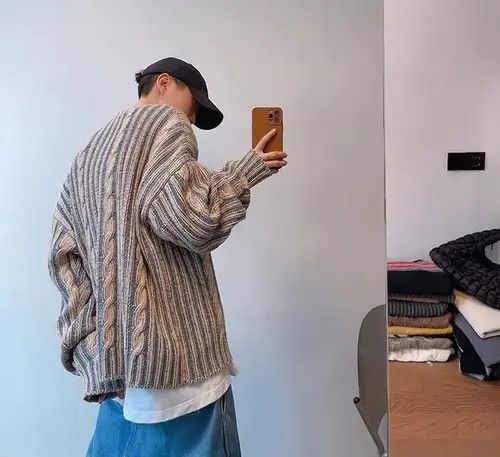 Designer Streetwear Retro Knitted Striped Loose Sweater Pullover Size US L / EU 52-54 / 3 - 6 Thumbnail