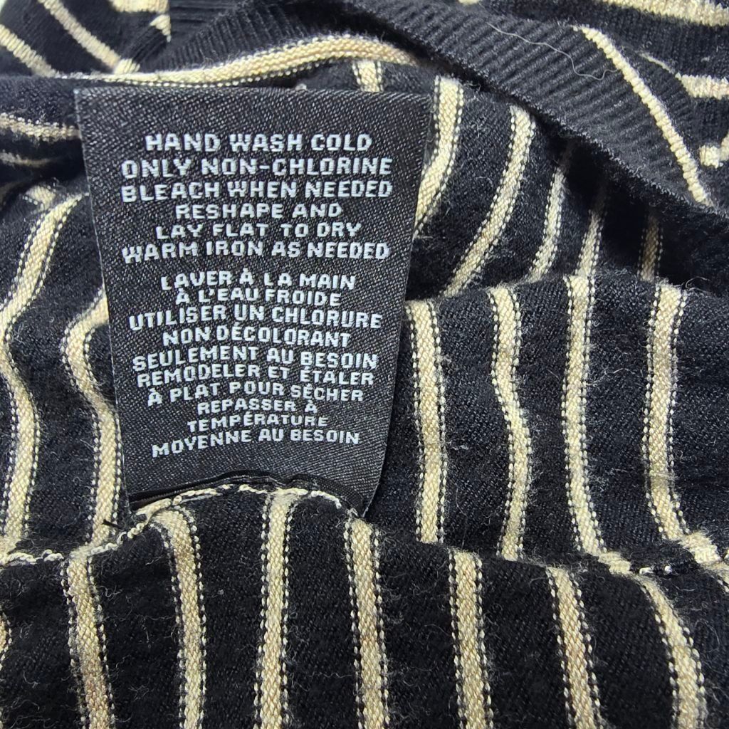Broken Promises Co. Women's PREMISE Black Beige Striped Short Sleeve Tee L Size L / US 10 / IT 46 - 7 Thumbnail