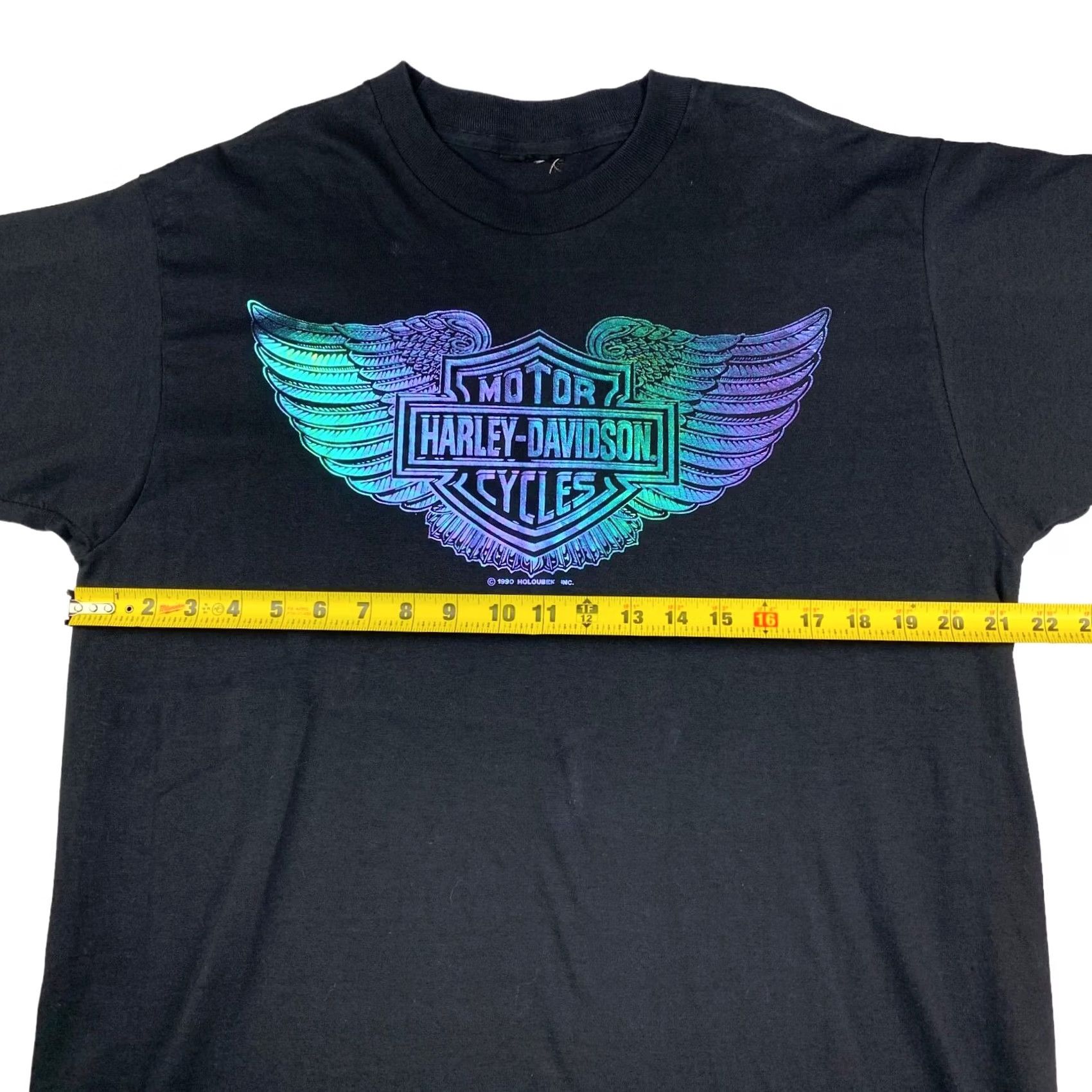 Harley Davidson VINTAGE Harley-Davidson T-Shirt Mens Graphic Tee Black 1990 Single Stitch Crew Neck Large Size US L / EU 52-54 / 3 - 5 Thumbnail