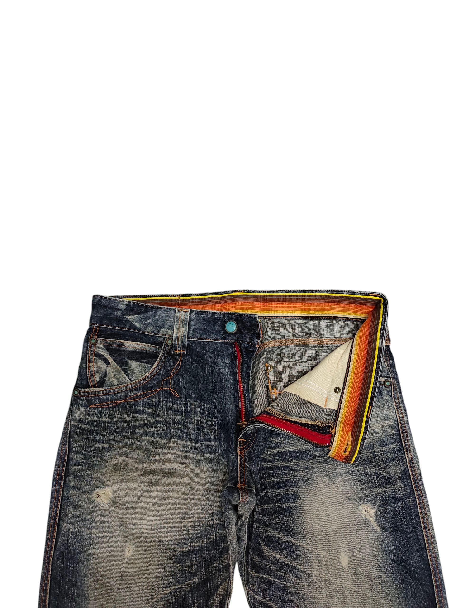 If Six Was Nine Flare Jeans Edwin Blue Trip Bullhead Distress Bootcut Y2k Size US 34 / EU 50 - 8 Thumbnail
