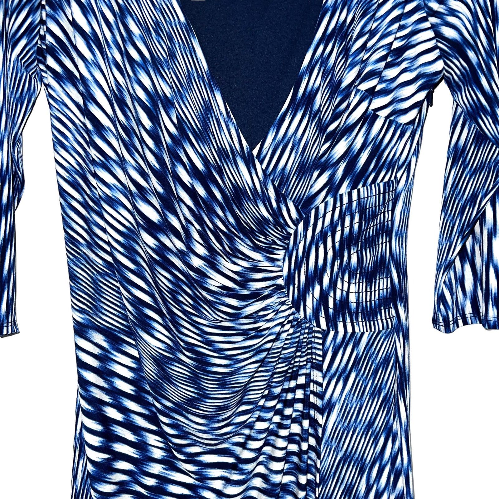 Other Laundry by Design Black Blue Print Faux Wrap Dress 10 Size L / US 10 / IT 46 - 5 Thumbnail