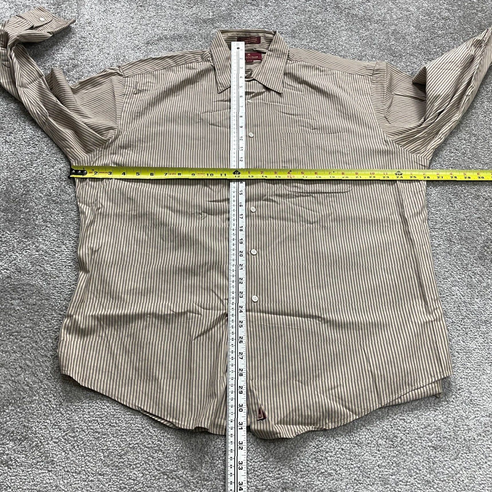 Nordstrom NORDSTROM Dress Shirt Brown Striped Button-Up Long Sleeve 34 Regular Mens Size XXS / US 00 / IT 34 - 7 Thumbnail