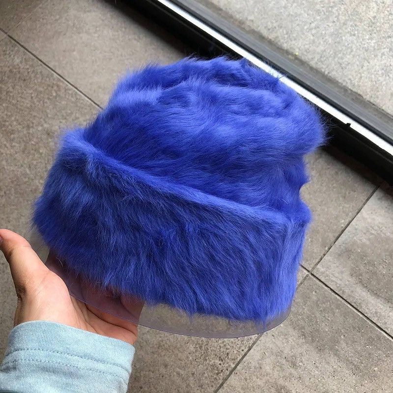 Japanese Brand Fashion Fluffy Rabbit Fur Beanie Hat Size ONE SIZE - 1 Thumbnail