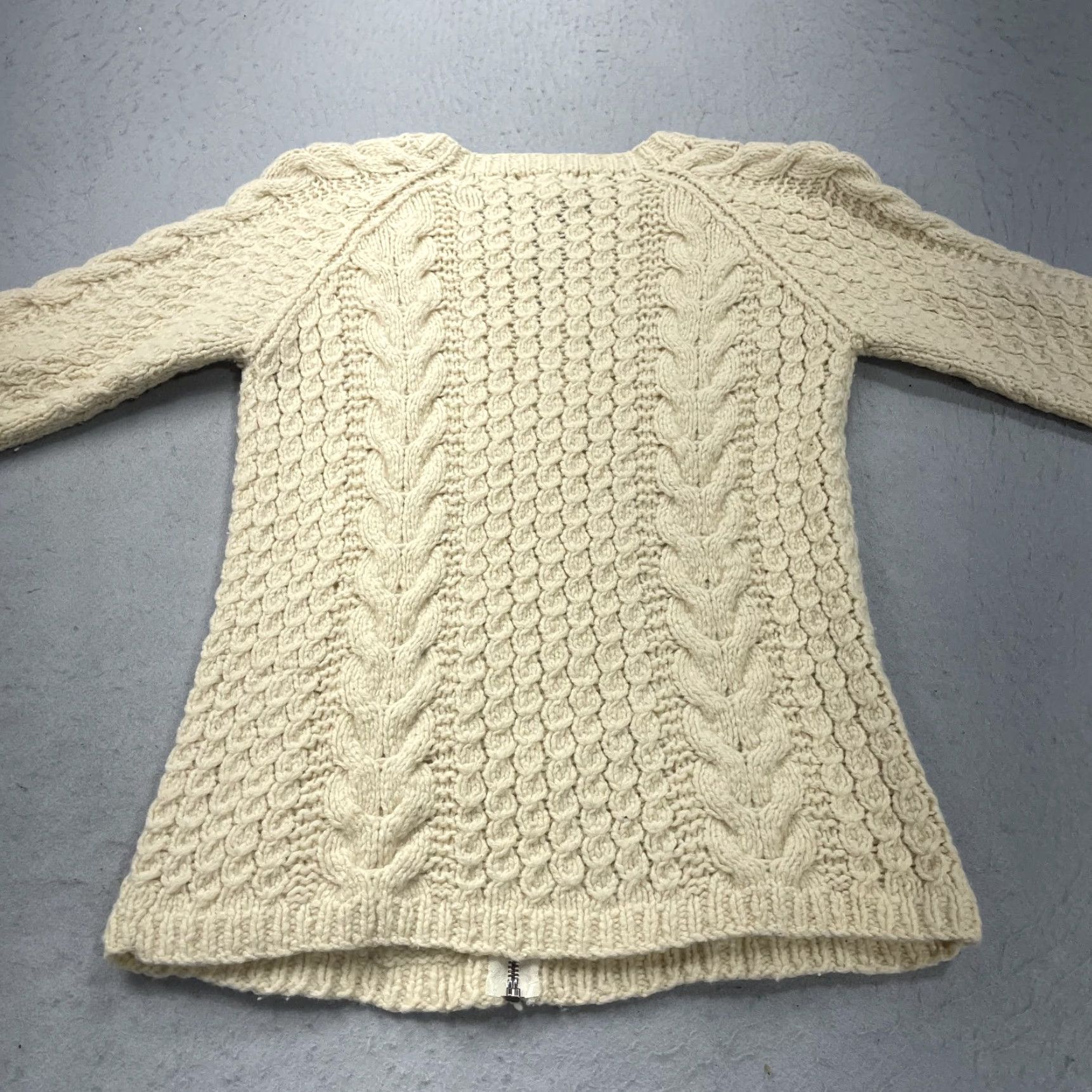 Vintage VINTAGE Limited America Fisherman Sweater Womens M Cardigan 90s Wool Ivory Zip Knitted Knit M Womens 90s Size M / US 6-8 / IT 42-44 - 5 Thumbnail
