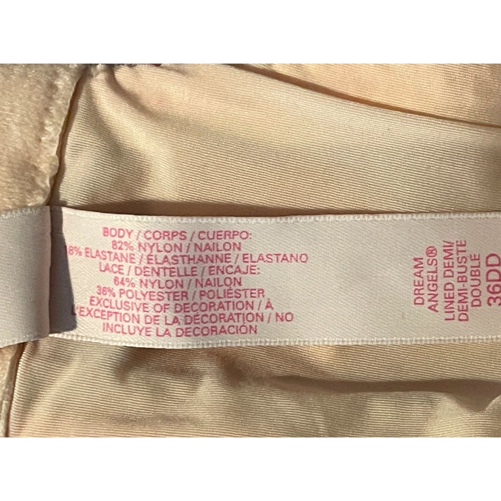 Victoria's Secret Victoria's Secret Dream Angels Bra Women 36DD Light Pink Demi Lined Underwire Womens Size ONE SIZE - 5 Thumbnail