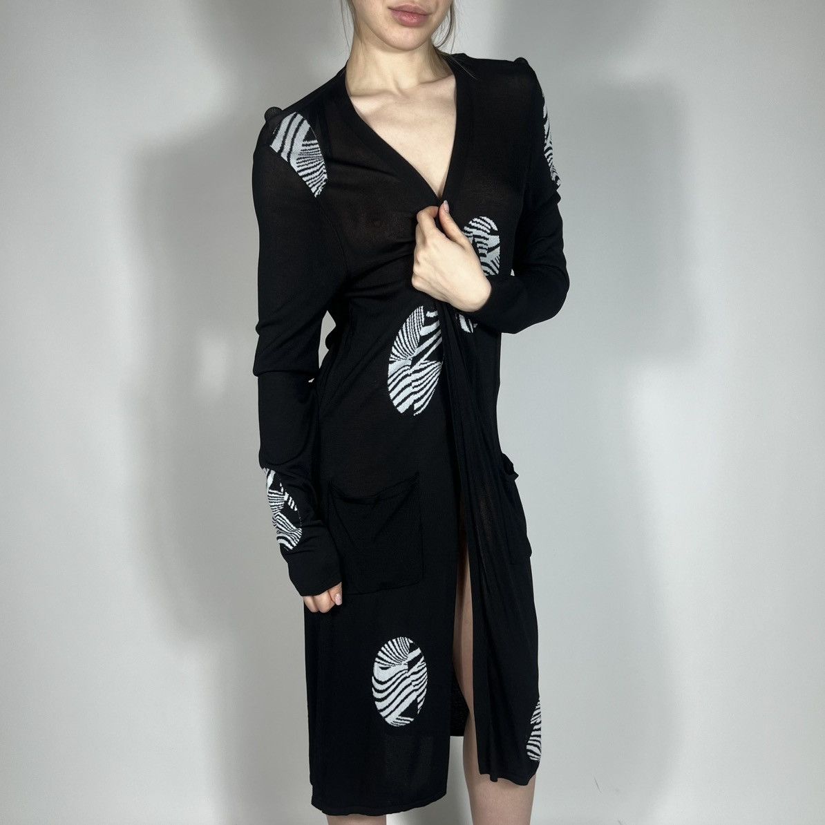 Joseph Ribkoff Vintage Y2K Joseph Ribkoff Mesh Long Cardigan / Dresses Size L / US 10 / IT 46 - 2 Thumbnail