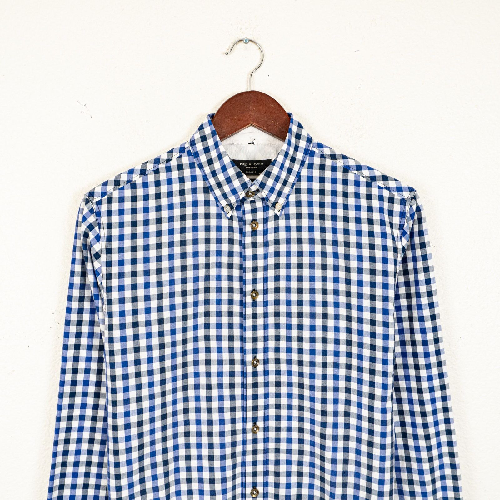 Rag & Bone Rag & Bone Men's Slim Fit Button Down Shirt Blue Gingham Size US XS / EU 42 / 0 - 2 Thumbnail