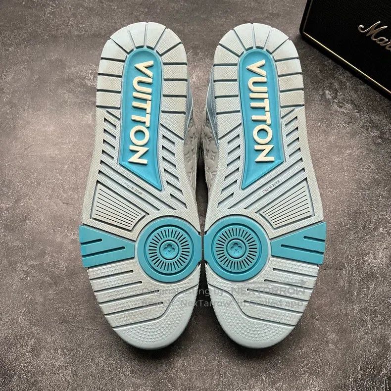 Louis Vuitton Louis Vuitton TRAINER TYLER White and Blue Full Print shoe Size US 9.5 / EU 42-43 - 8 Thumbnail
