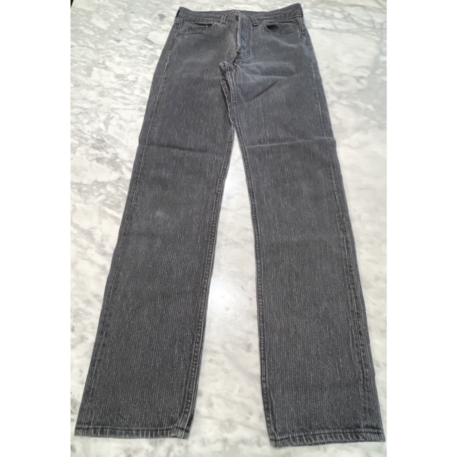 Levi's VINTAGE Levi's 501 Jeans Adult W29xL34 Black Button Fly Made USA Wabash Pinstripe 1980s Mens Size US 29 - 4 Thumbnail