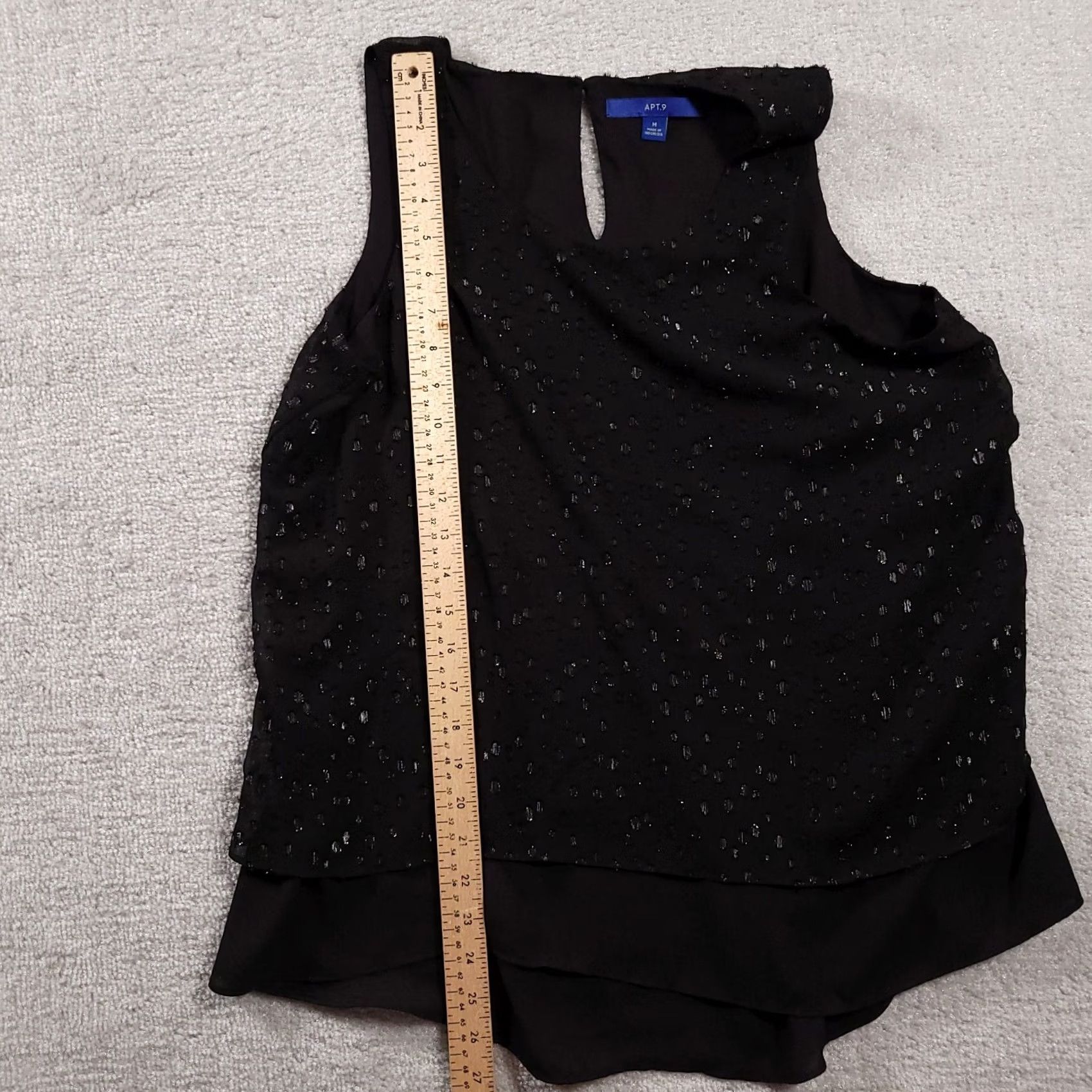Apt. 9 Apt 9 Blouse Shirt Women's Medium Black Sleeveless Lined Textured Polyester Size M / US 6-8 / IT 42-44 - 6 Thumbnail
