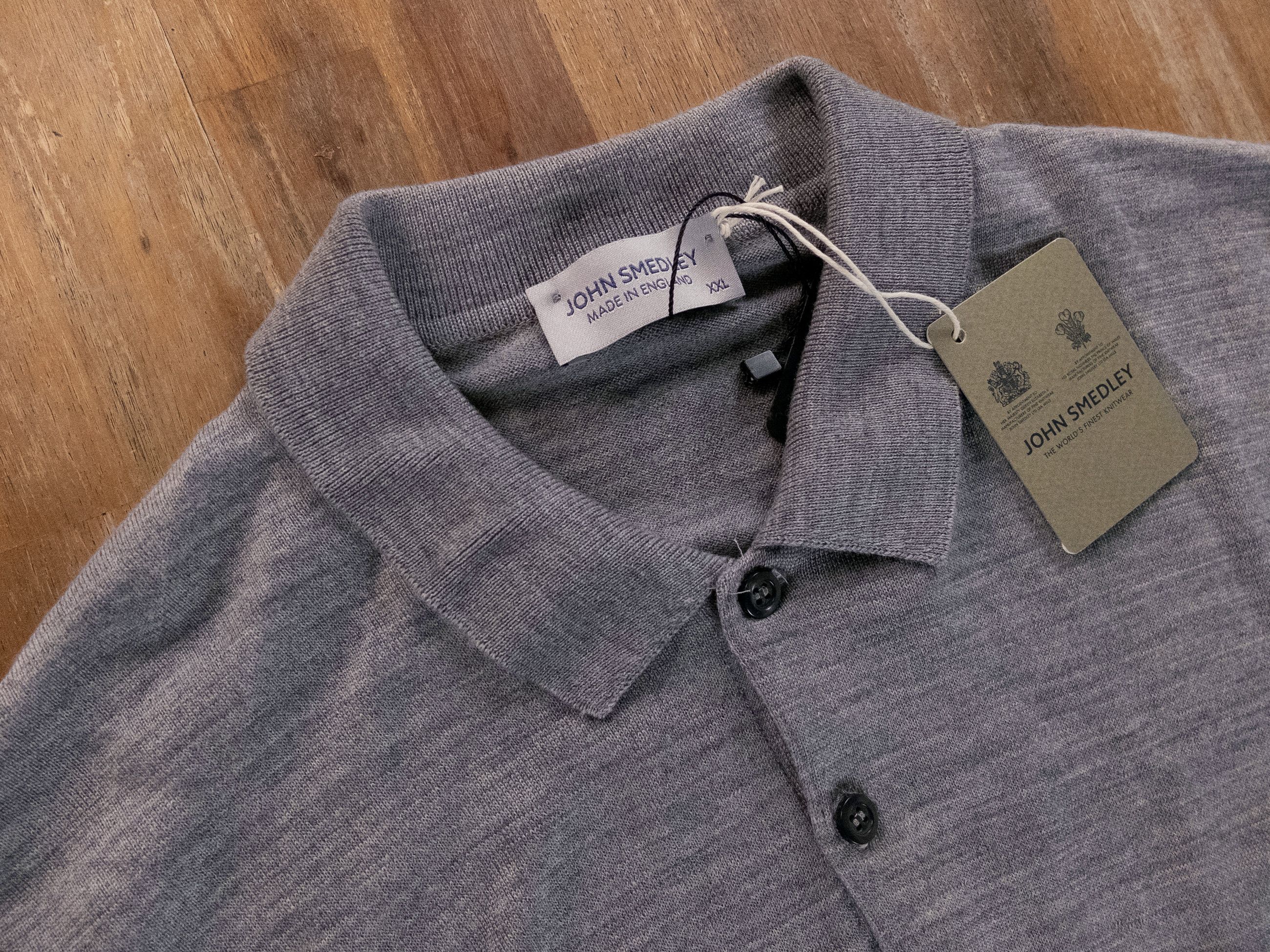 John Smedley JOHN SMEDLEY Belper solid gray merino wool polo sweater XXL Size US XXL / EU 58 / 5 - 5 Thumbnail