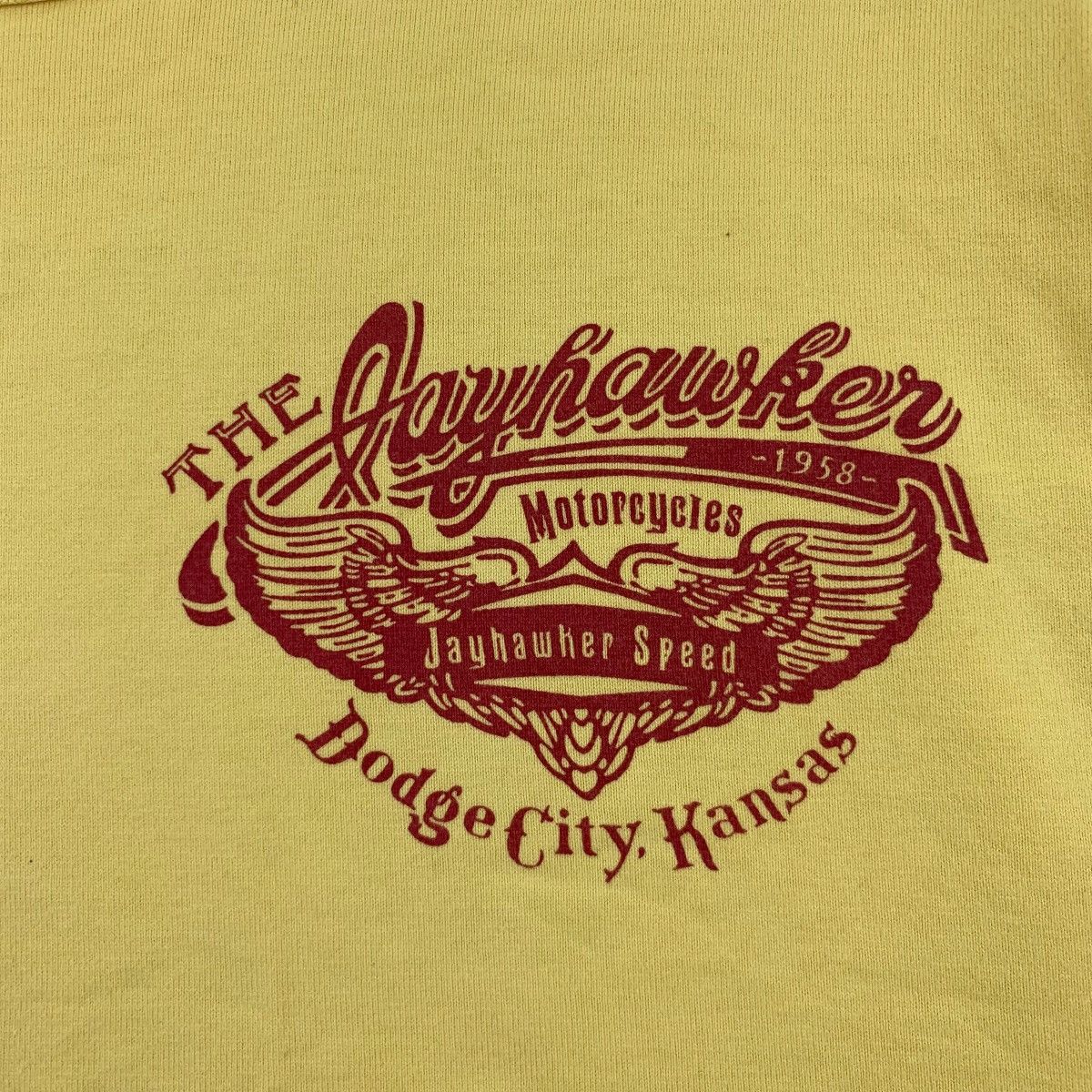 Vintage Vintage THE JAYHAWKER MOTORCYCLES Speed Tee Shirt Size US L / EU 52-54 / 3 - 3 Thumbnail
