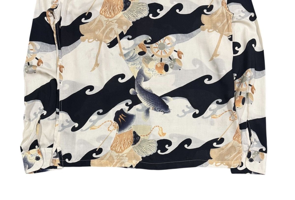 Allsaints All Saint Viscose Rayon Japanese Koi Fish Open Collar Shirt Size US M / EU 48-50 / 2 - 15 Thumbnail