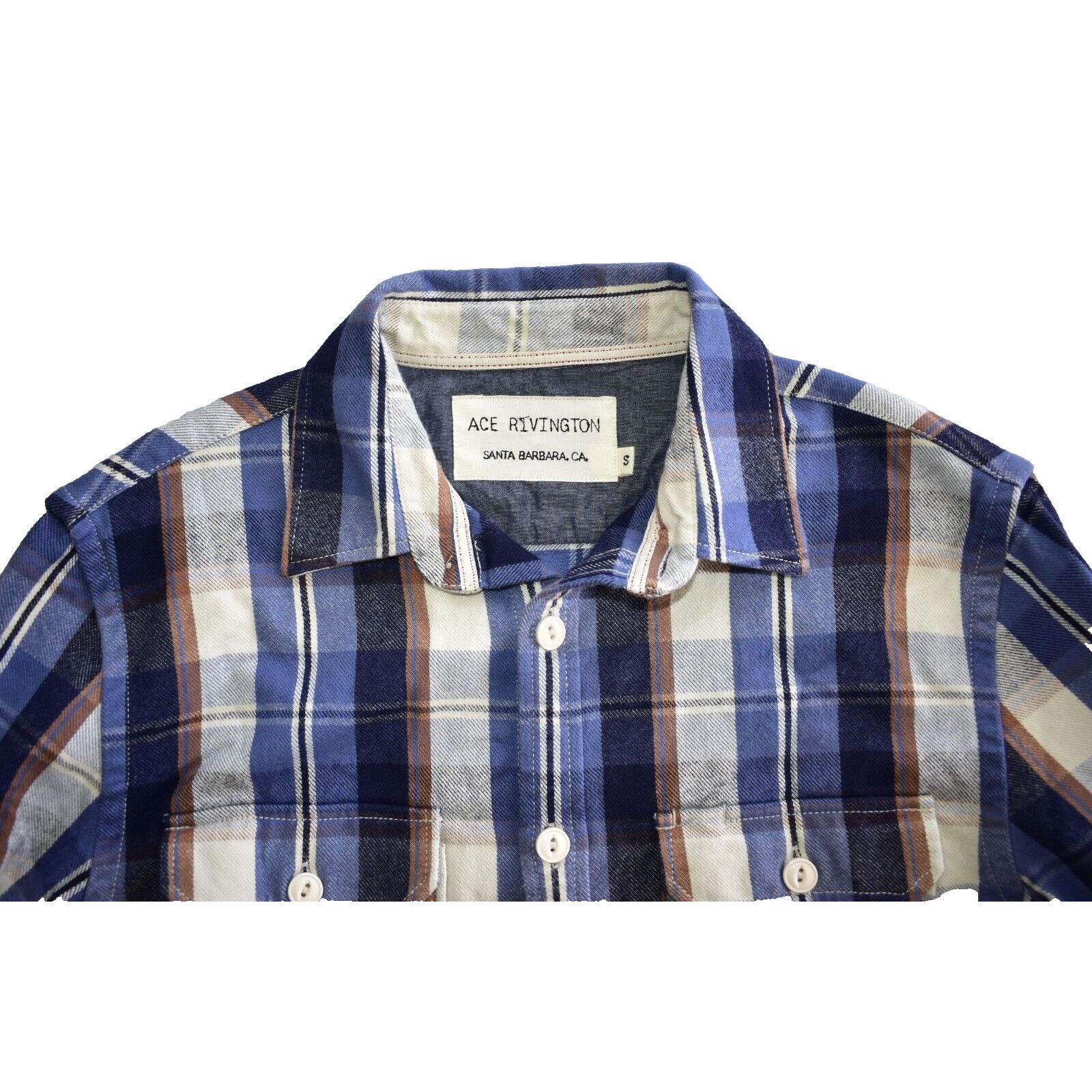 Ace Rivington ACE RIVINGTON Santa Barbara Blue Plaid Cotton Flanel Shirt S Size US S / EU 44-46 / 1 - 4 Thumbnail