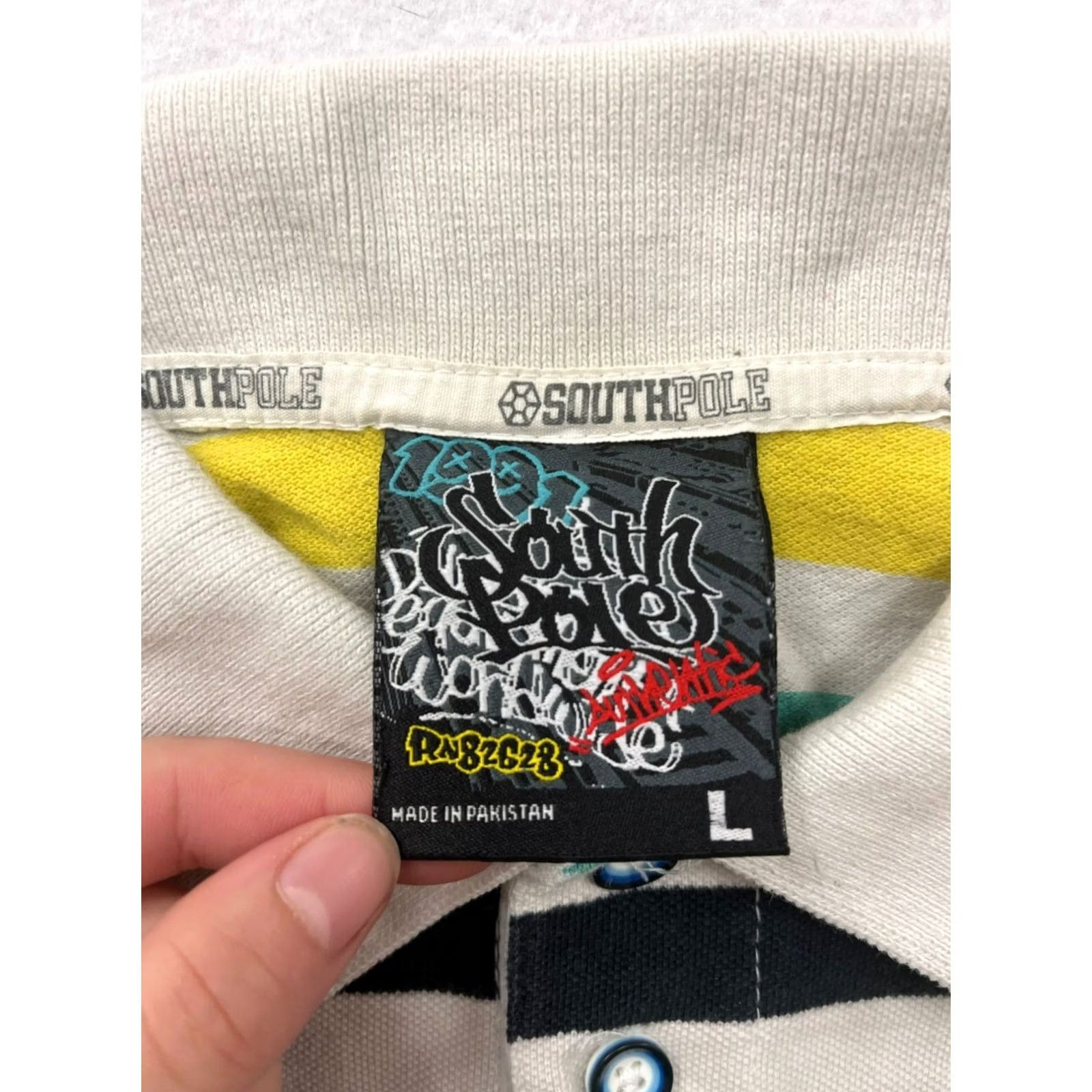 Southpole VINTAGE Southpole Polo Shirt Mens L Striped Yellow Blue Green White 6848 Size US L / EU 52-54 / 3 - 3 Thumbnail