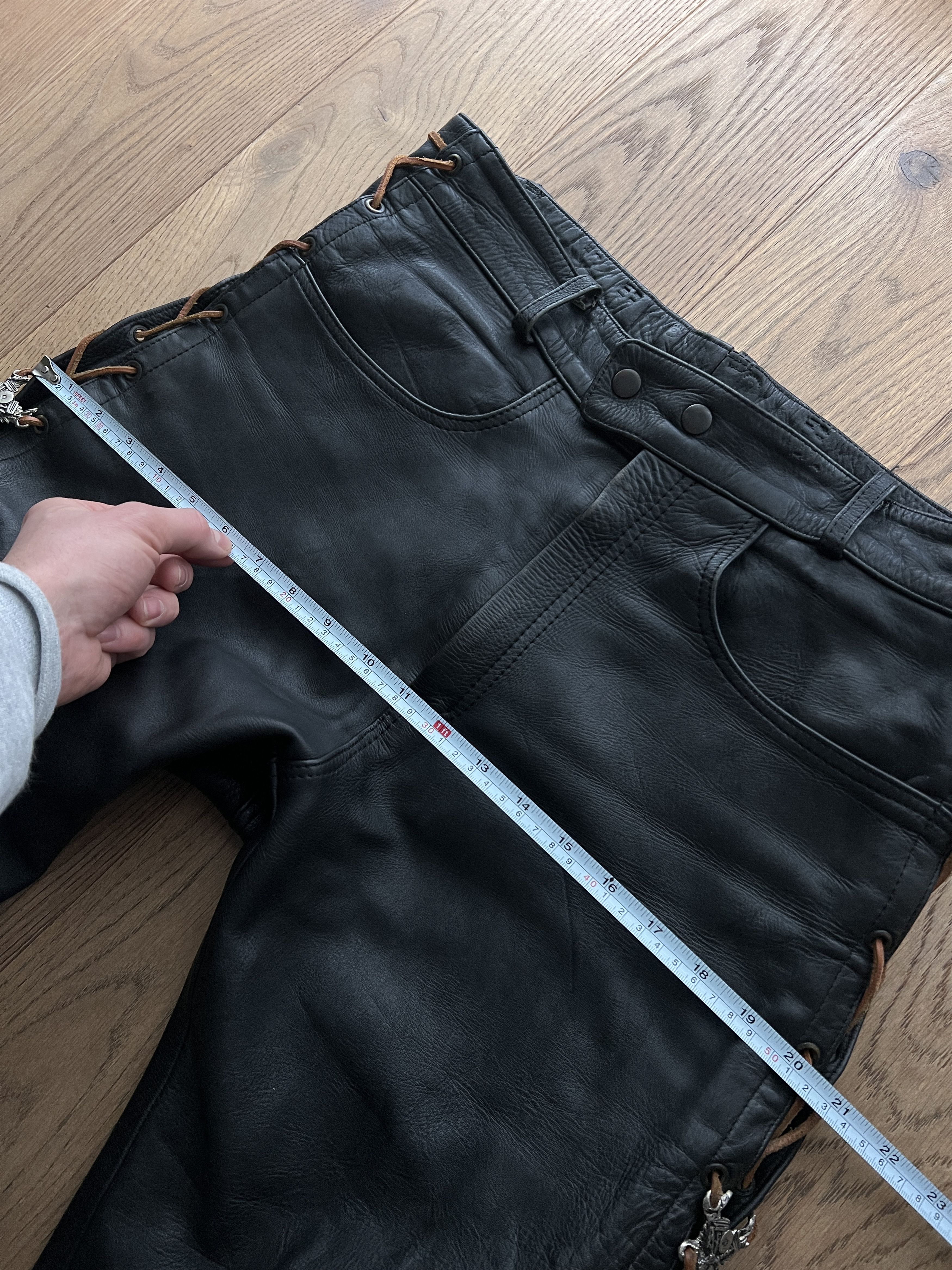 Hysteric Glamour SICK! Real leather vtg lace up pants cowboy core opium biker Size US 34 / EU 50 - 16 Thumbnail