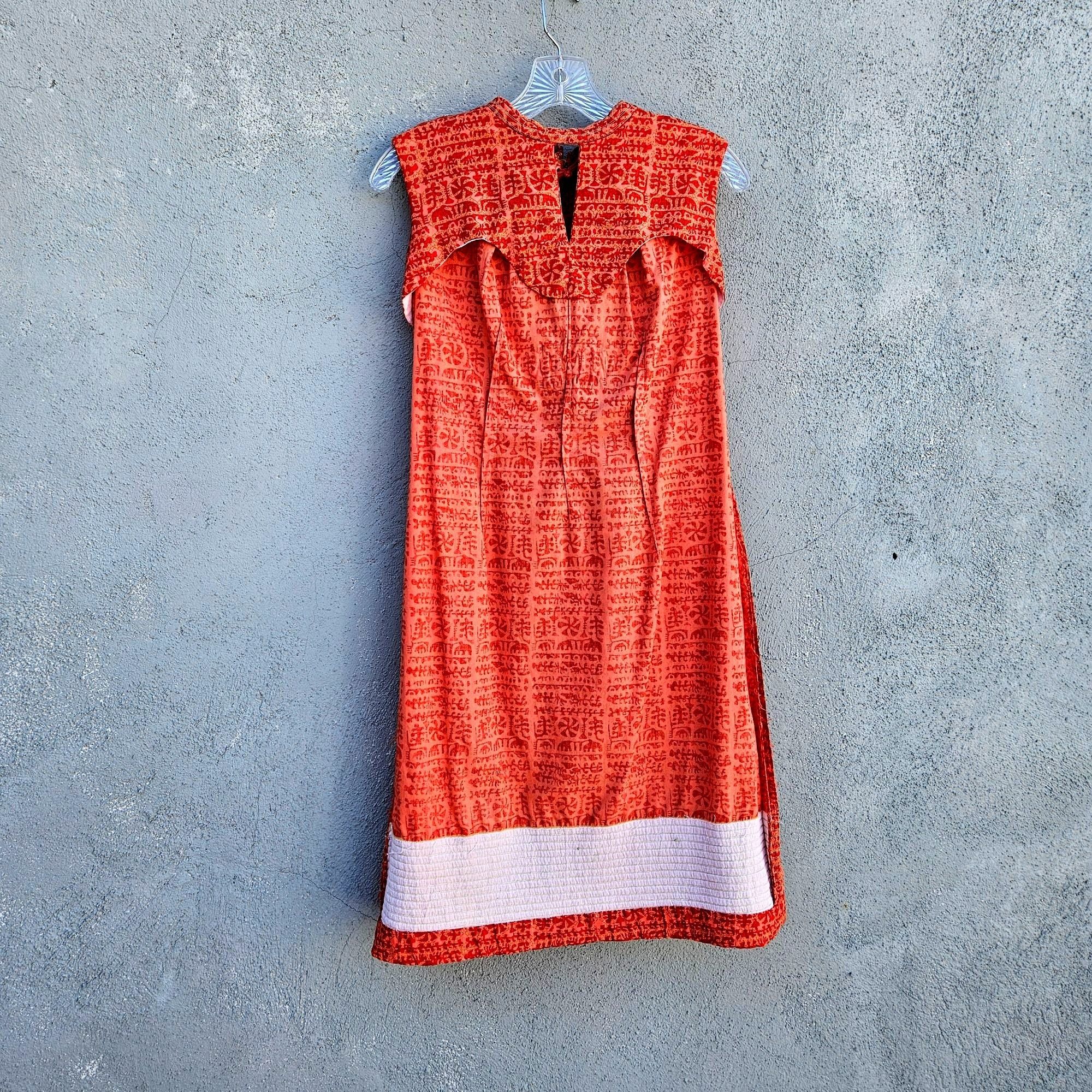 Vintage Vintage 60s Rama Siam Orange Quilted Cotton Dress 6 8 Thaila Size S / US 4 / IT 40 - 8 Thumbnail
