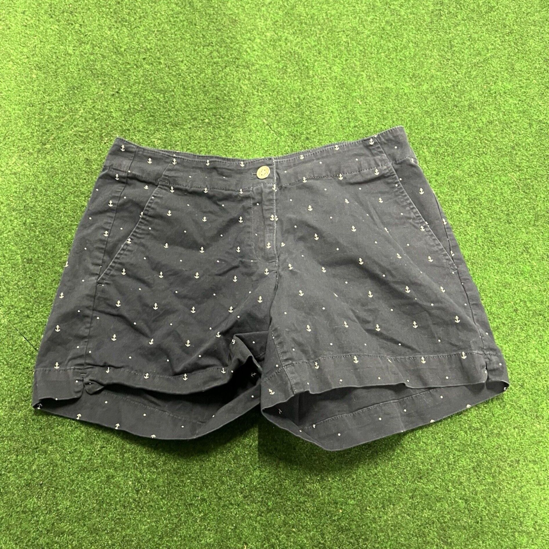 Nautica Nautica Women's Cotton Stretch Twill Shorts Anchor Print, Navy Blue Size 27" / US 4 / IT 40 - 1 Thumbnail
