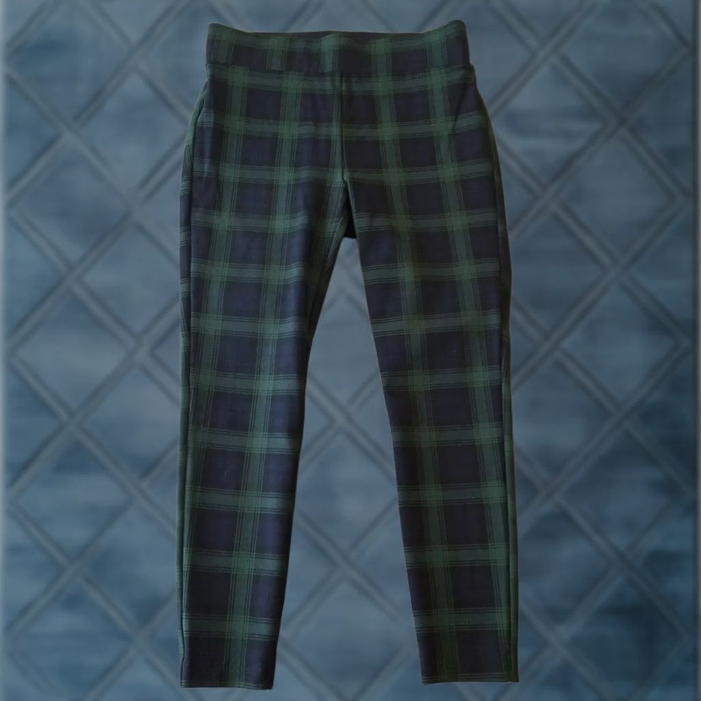 Loft Loft Petites Legging Crop Pants Womens PS Green Blue Plaid Pull On Skinny Size 28" / US 6 / IT 42 - 1 Thumbnail