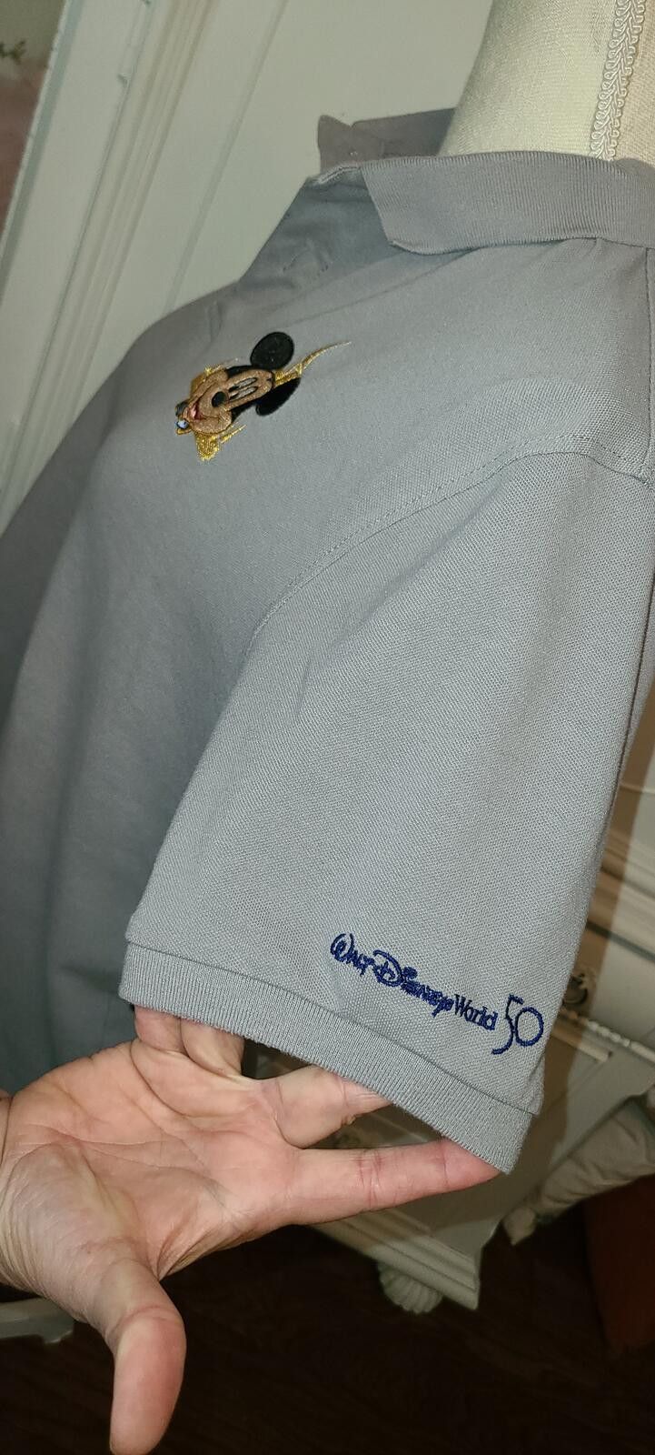 Disney Disney 50th Anniversary Classic Fit Polo Shirt Gray Size 2XL Size ONE SIZE - 2 Thumbnail