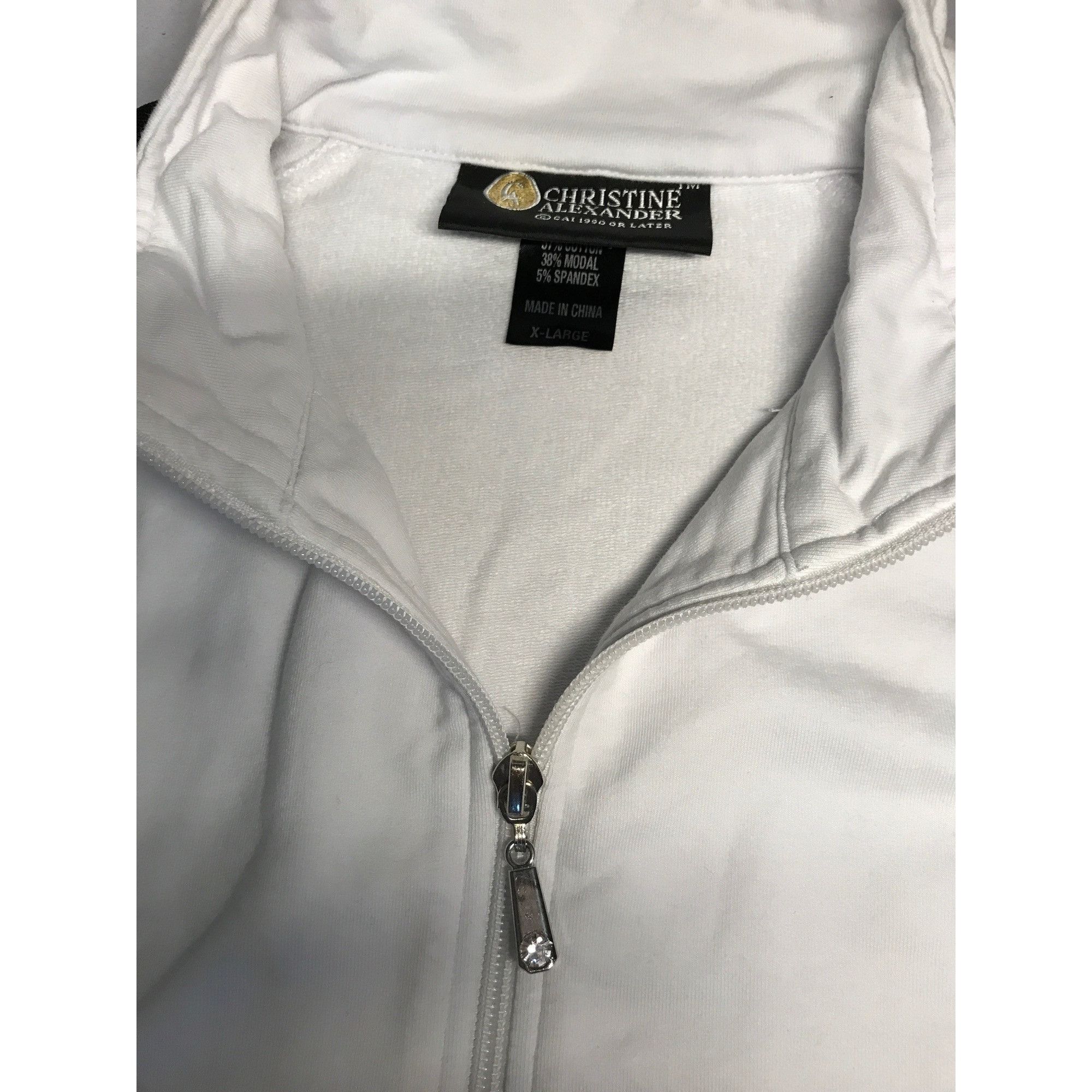 Designer × Vintage Christine Alexander XL White Black Cotton Blend Track Jacket Size XL / US 12-14 / IT 48-50 - 8 Thumbnail