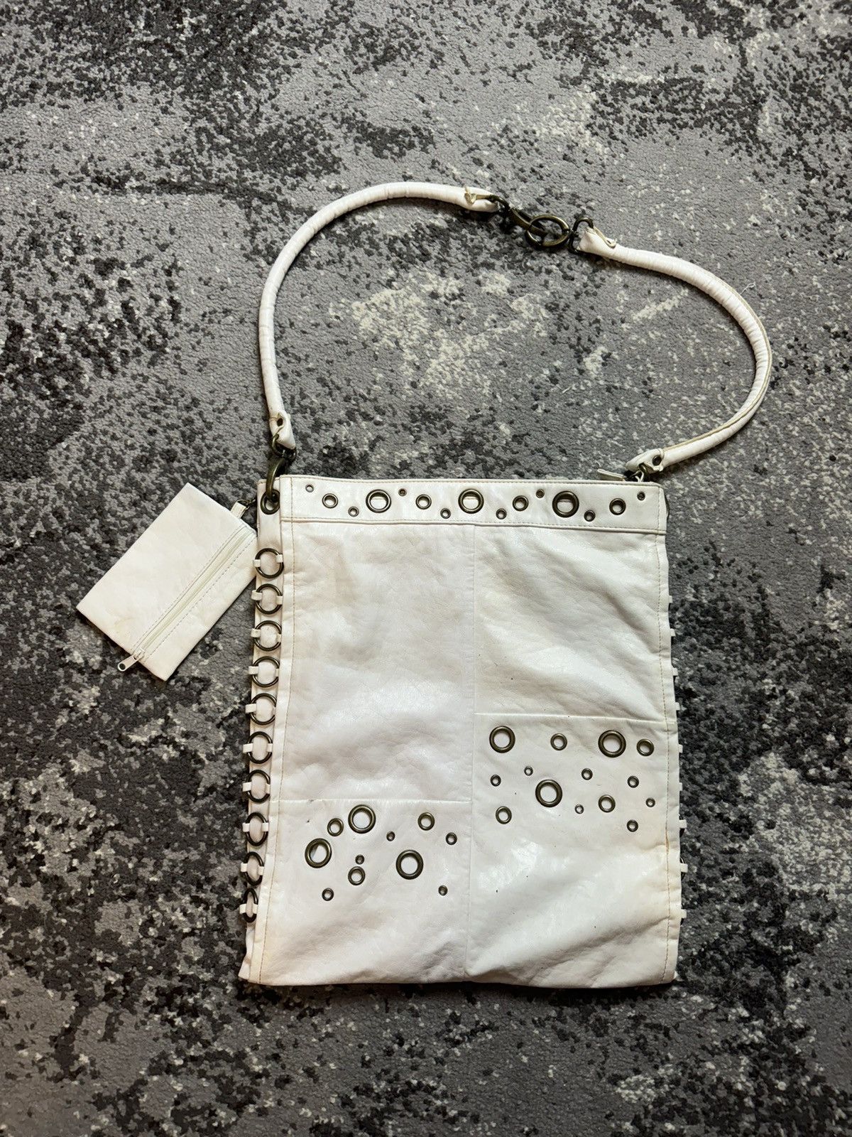 Pre-owned Avant Garde X If Six Was Nine Vintage Y2k Leather Style Metal Rings Opium Owens Style Bag In White