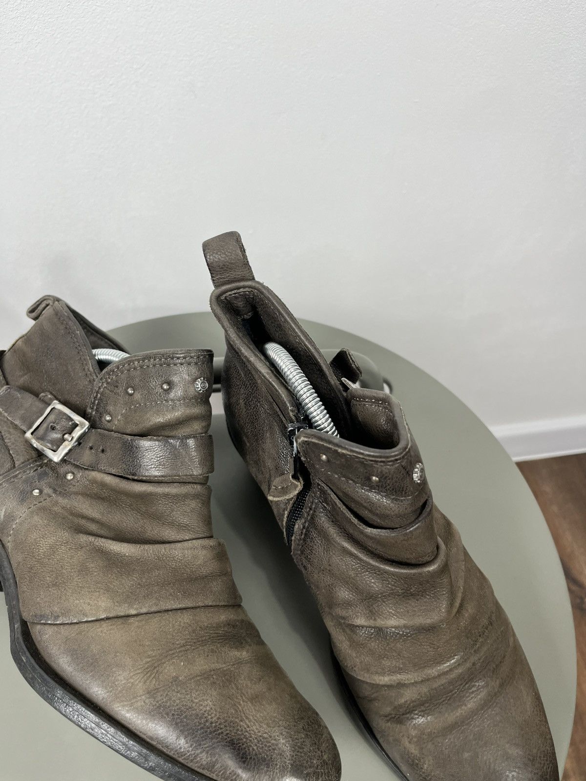 Other Avant-Garde Distressed Leather Ankle Boots Zip Buckle 38 Size US 7.5 / IT 37.5 - 3 Thumbnail