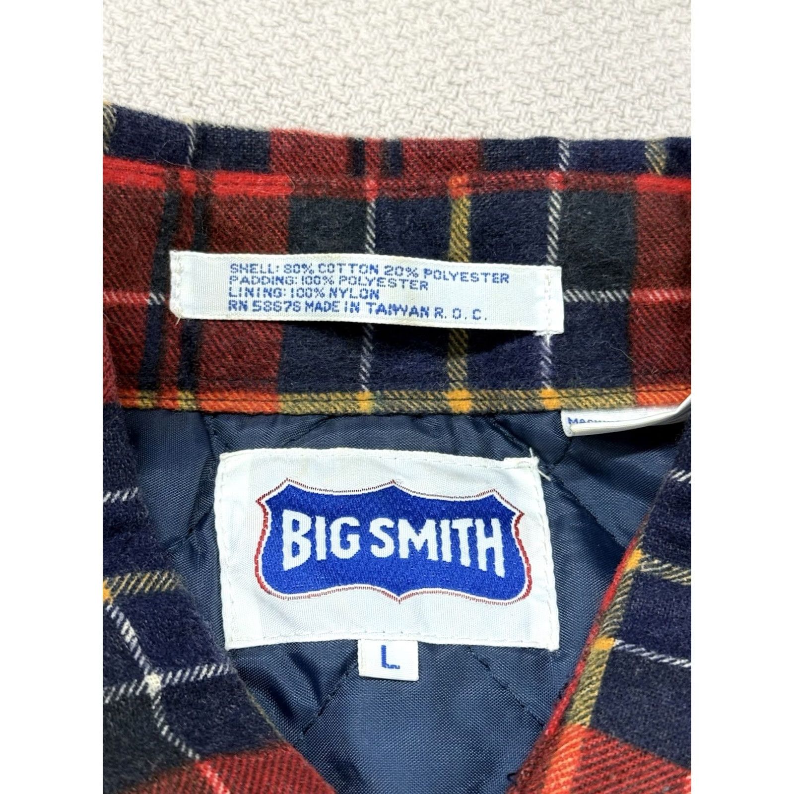 Vintage VINTAGE Big Smith Quilt Lined Flannel Jacket Shacket Plaid Men L Red 80s 90s Outdoor Hiking Walking Quilted Button Pocket Mens Size US L / EU 52-54 / 3 - 5 Thumbnail