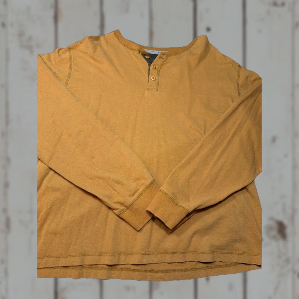 Vintage VINTAGE Ruff Hewn Henley Shirt XL Mens Brown Cotton 90s Grunge Button Neck Pullover Well Worn Relaxed Casual Workwear - Mens Size US XL / EU 56 / 4 - 1 Thumbnail