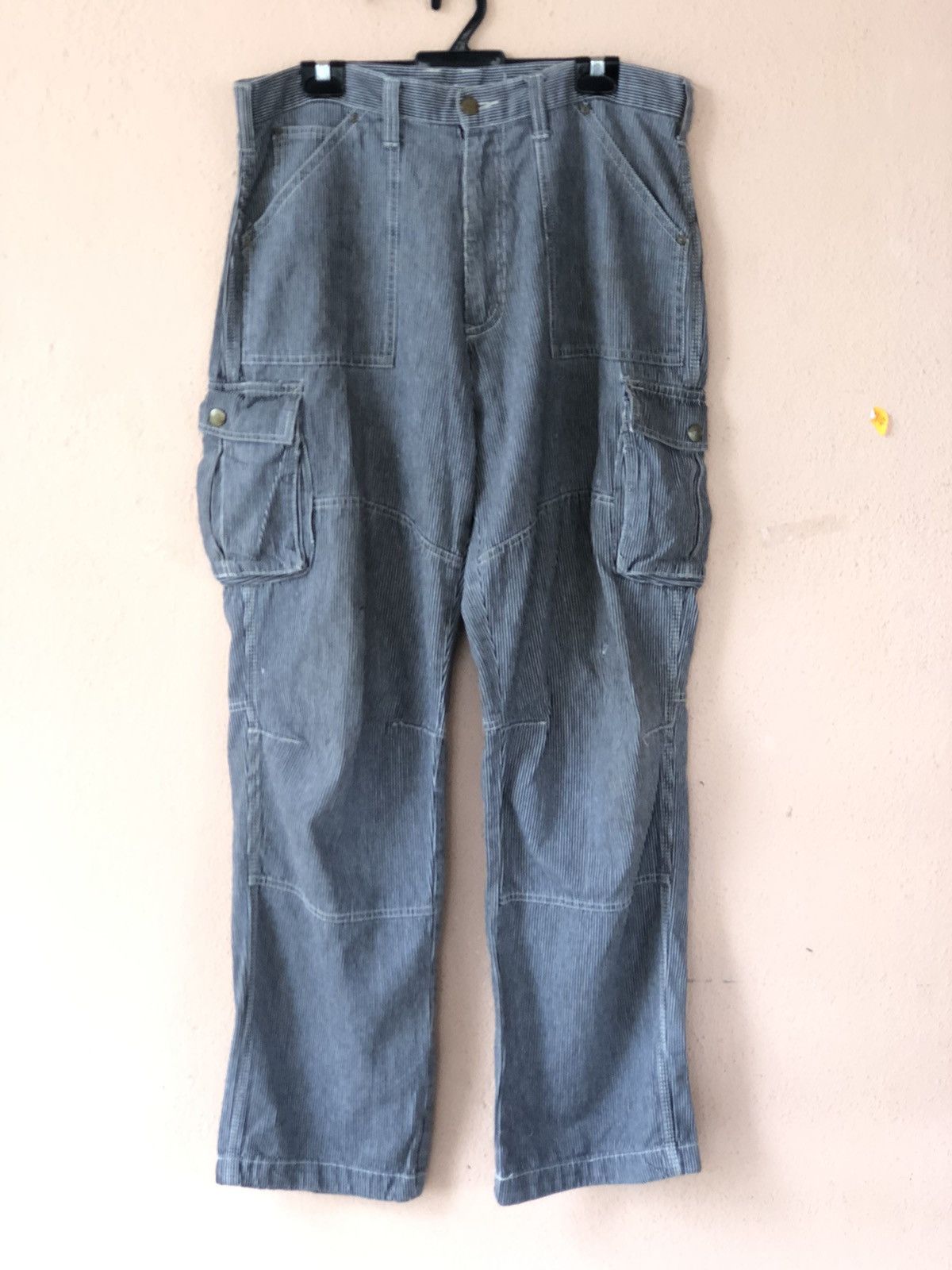 Japanese Brand × Vintage Vintage DOGMAN Small Stripe Cargo Pant Size US 35 - 2 Thumbnail