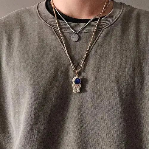 Jewelry × Vintage Cute Astronaut Pendant Men's Titanium Steel Necklace Size ONE SIZE - 2 Thumbnail