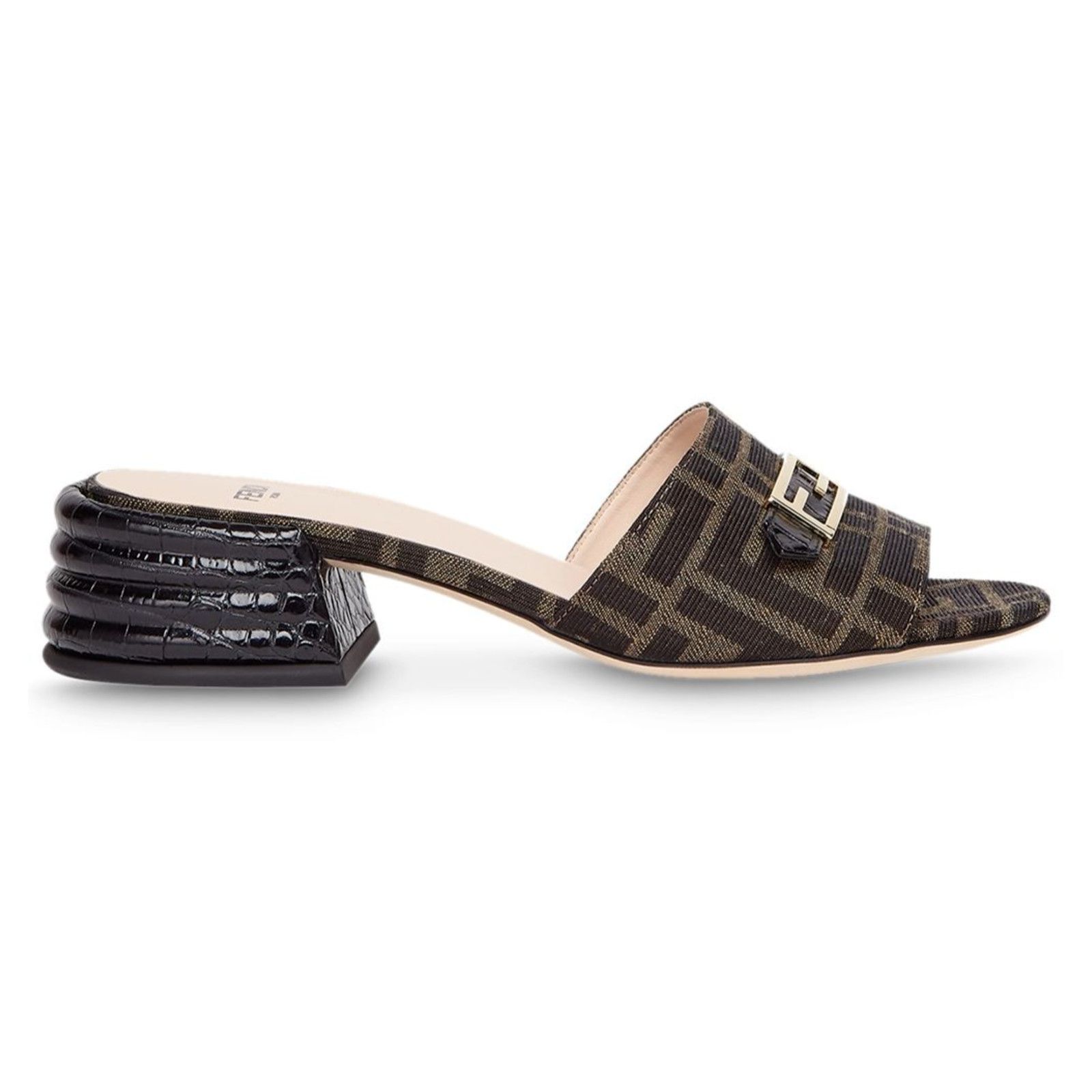 Fendi FF Monogram Backless Sandal Block Heel Mule Slide Pump 37 Size US 7 / IT 37 - 1 Thumbnail