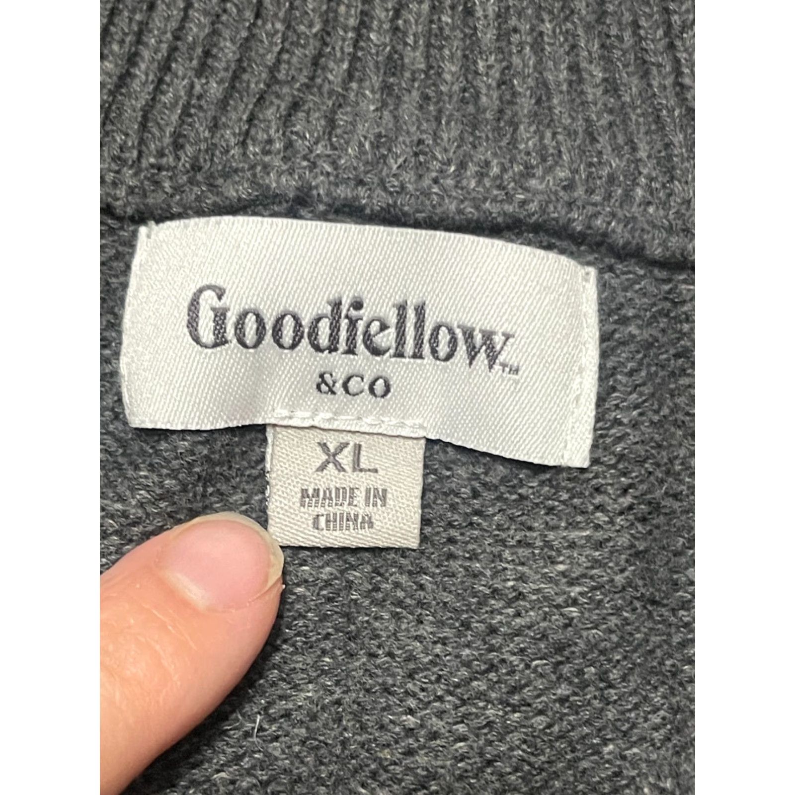 Vintage Goodfellow Sweater XL Pullover Zipper Gray Black Cotton Knit Long Sleeve Casual Mens Size US XL / EU 56 / 4 - 5 Thumbnail