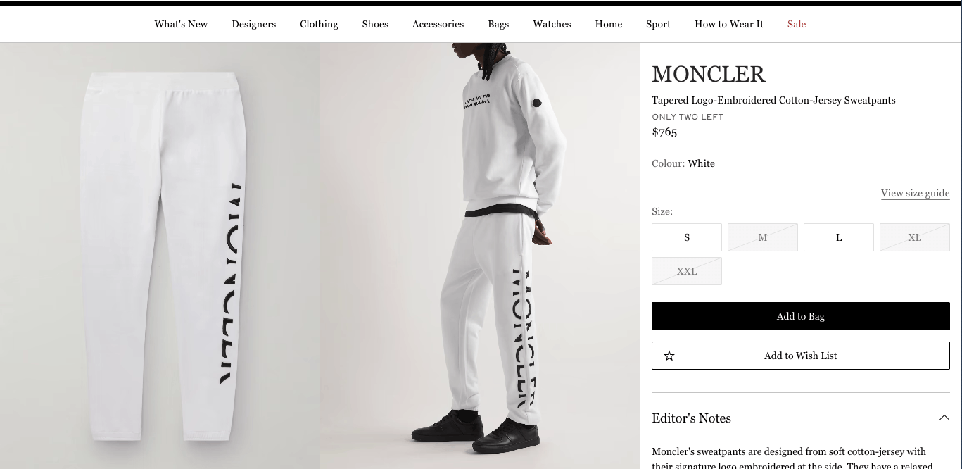 Moncler Tapered Logo-Embroidered Cotton-Jersey Sweatpants Size US 34 / EU 50 - 1 Thumbnail
