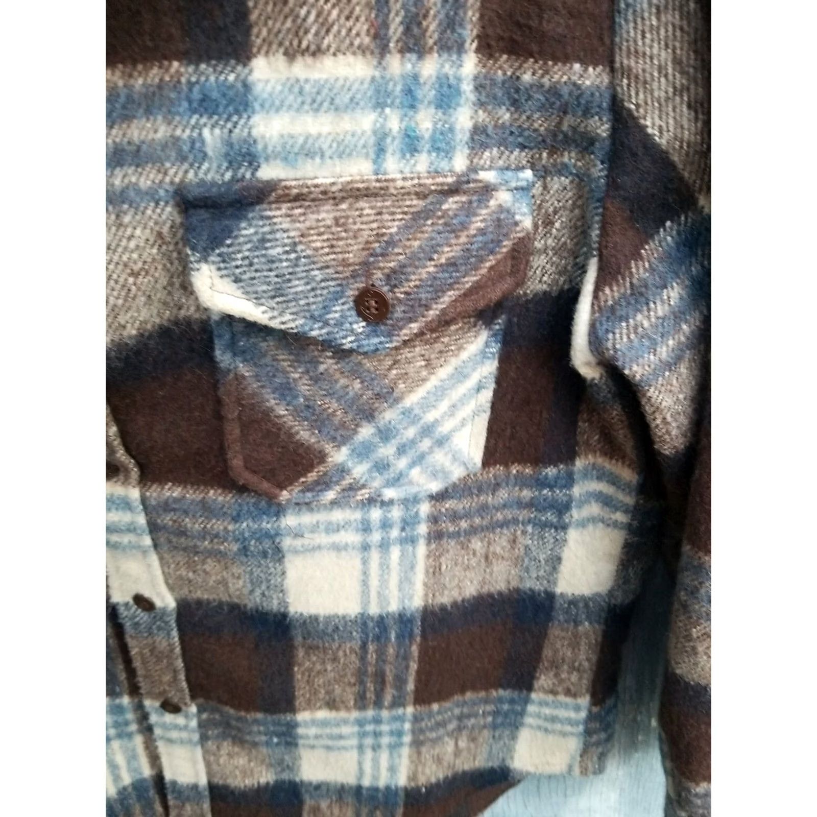 Vintage VINTAGE C.P.O. Alexander's Flannel Jacket Men's M Thick Lined Wool Linen 80s Overcoat Chest 23 Length 29.5 Size US M / EU 48-50 / 2 - 3 Thumbnail