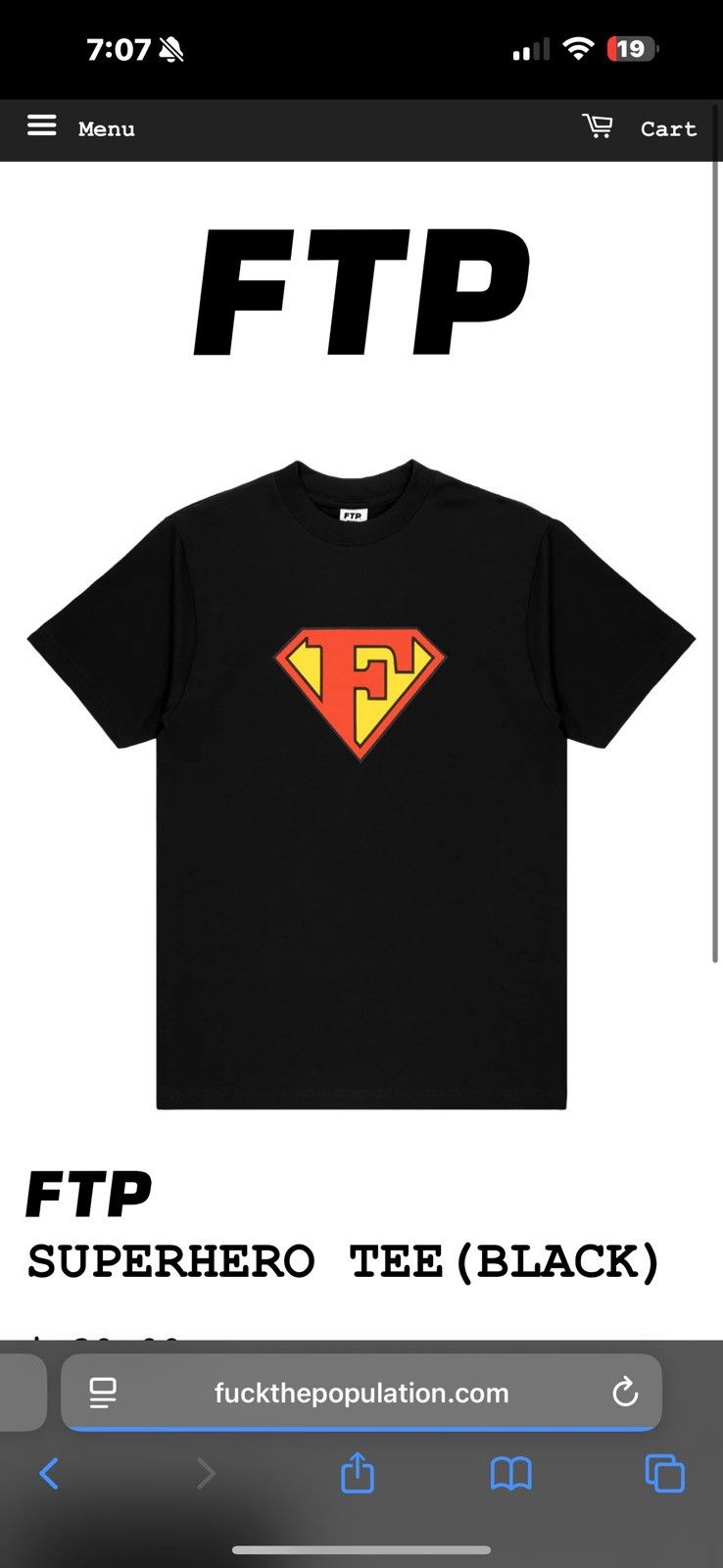 Fuck The Population FTP SUPERHERO TEE (BLACK) Size US L / EU 52-54 / 3 - 2 Thumbnail