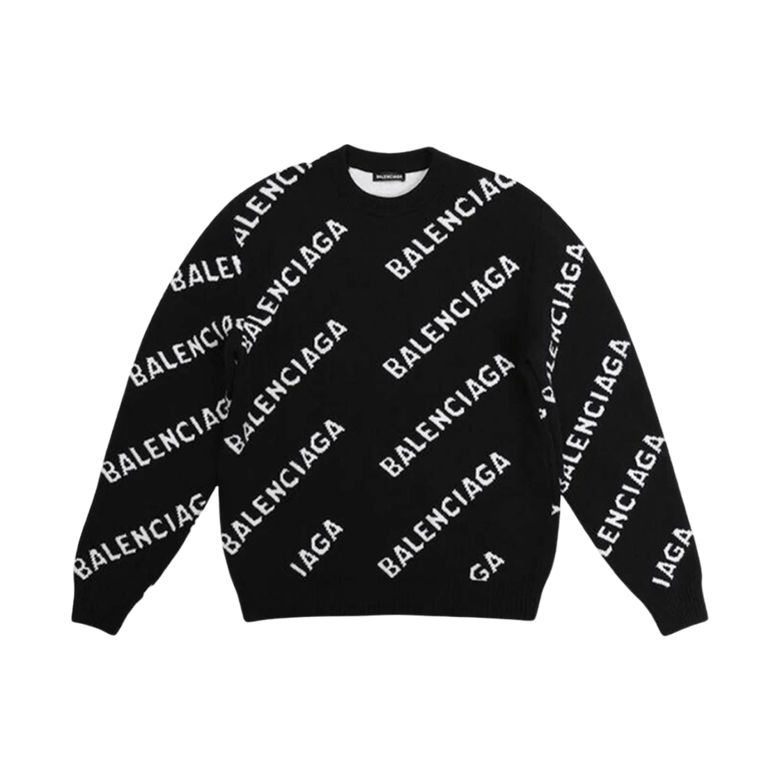 Balenciaga o1bcso1str0326 Allover Logo Sweater in Black Size S / US 4 / IT 40 - 1 Thumbnail