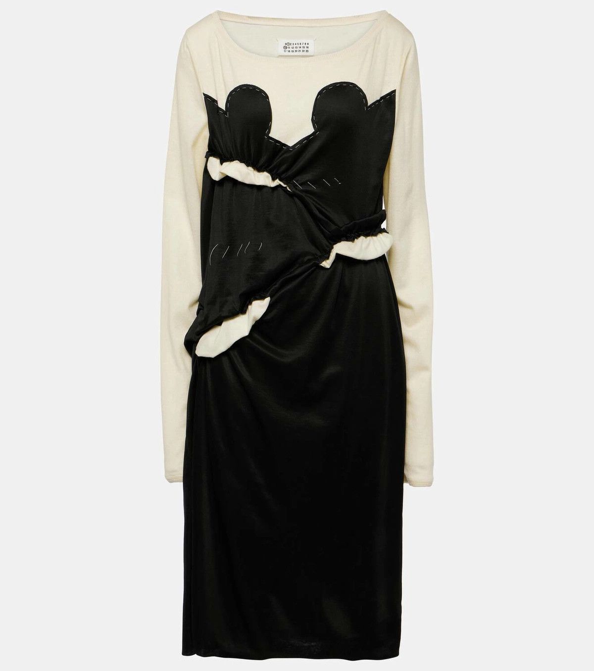 Maison Margiela o1y0625 Midi Dress in Black/Off-White Size XS / US 0-2 / IT 36-38 - 1 Thumbnail