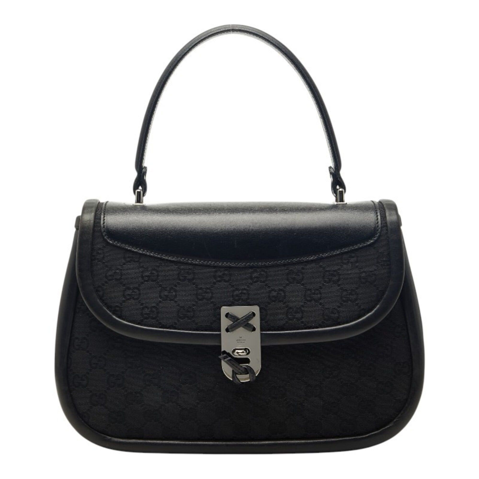Gucci Gucci GG Canvas Handbag 109109 Black Leather Women's GUCCI Size ONE SIZE - 1 Thumbnail
