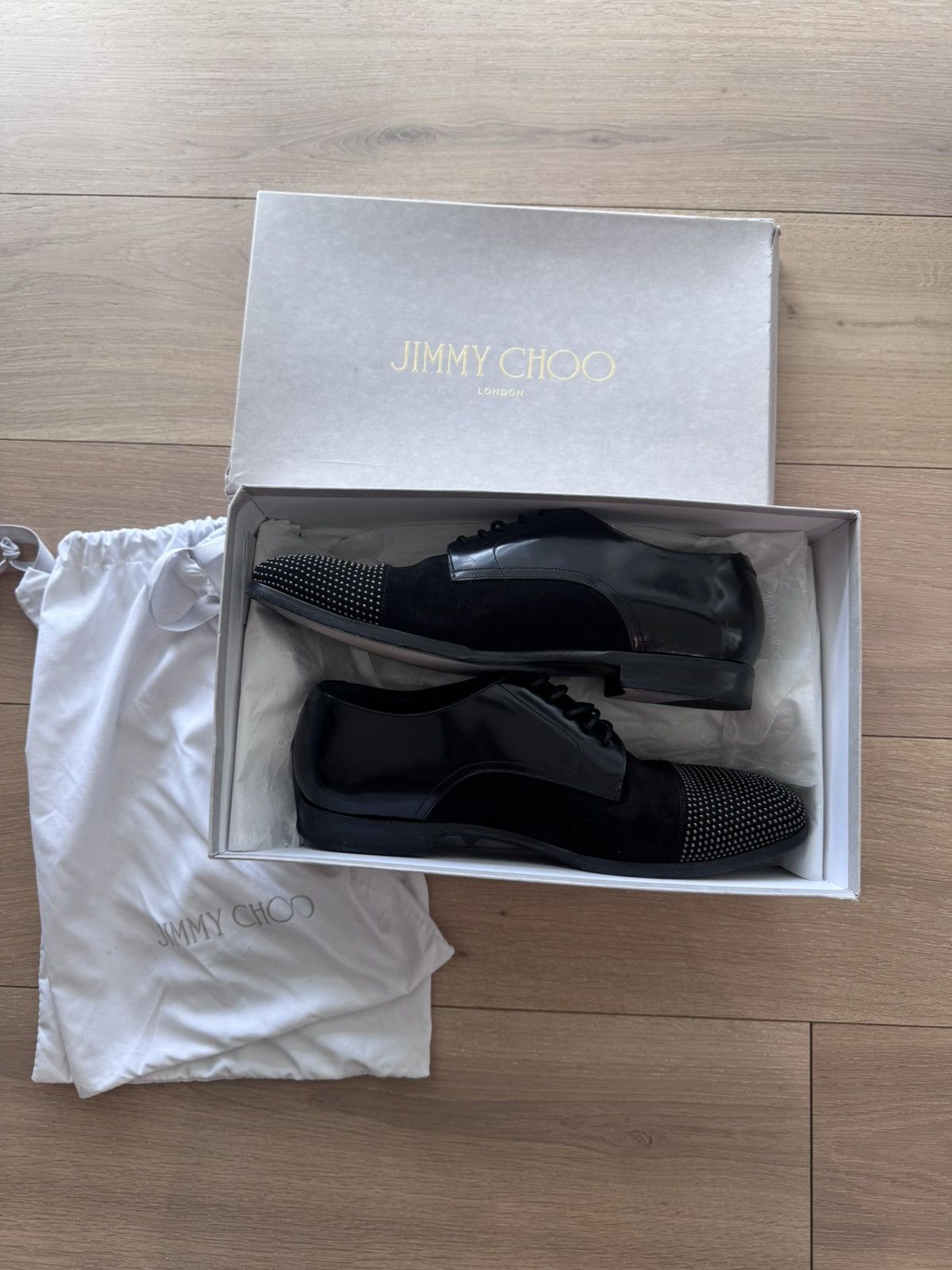 Jimmy Choo Jimmy Choo Studded Black Derby Shoe leather Suede Men US 11 Size US 11 / EU 44 - 8 Thumbnail